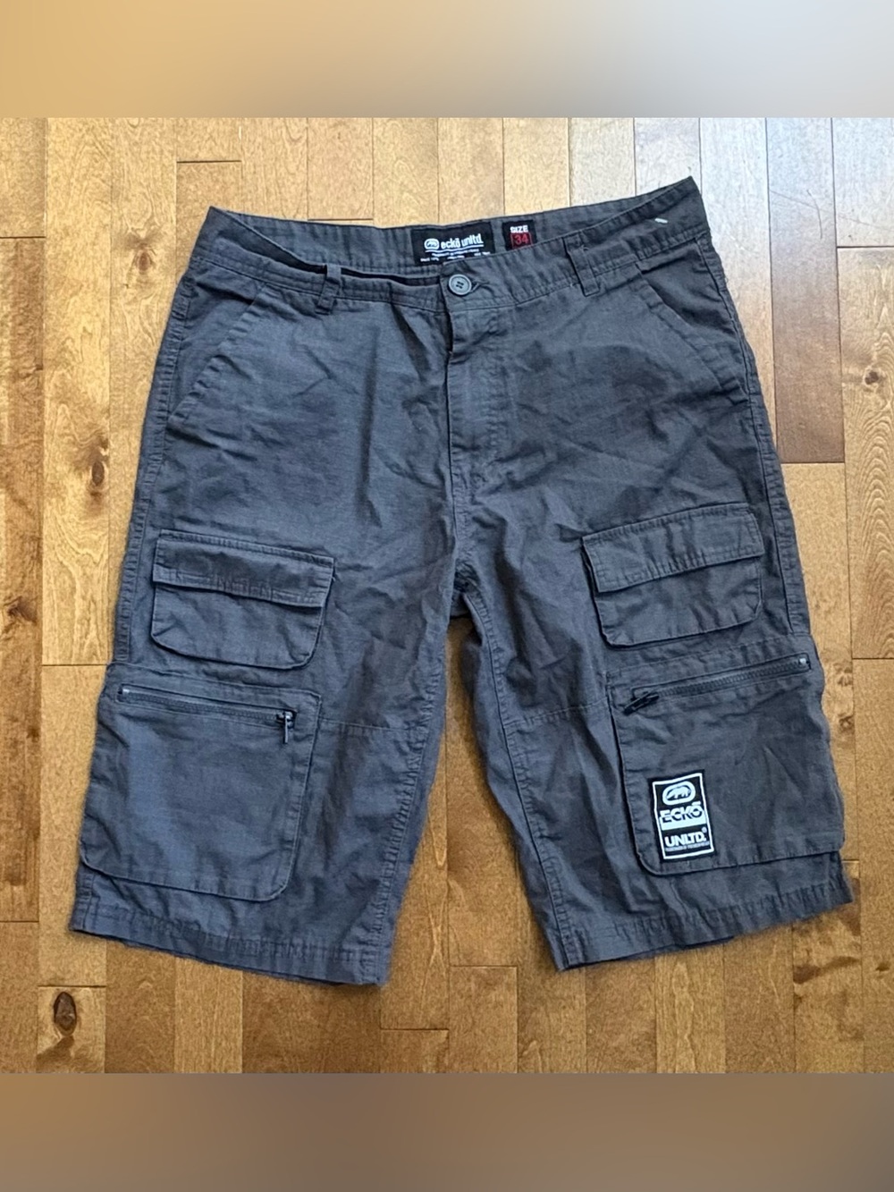 Ecko Unltd. Men's Ripstop Cotton Cargo Shorts Charcoal Grey – Size 34